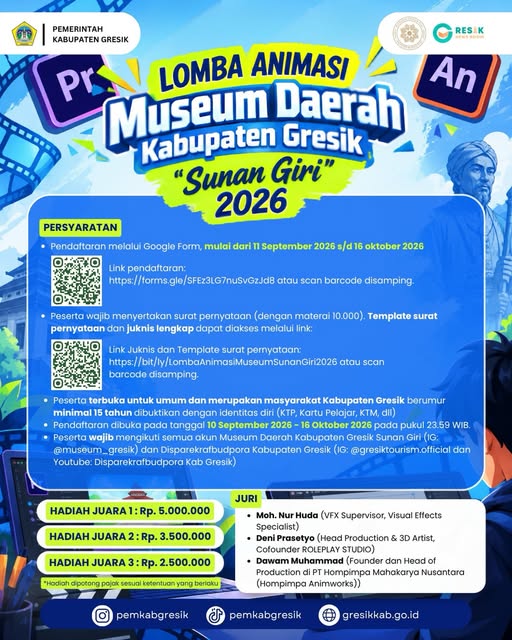 Lomba Animasi Museum Daerah Kabupaten Gresik Sunan Giri 2026