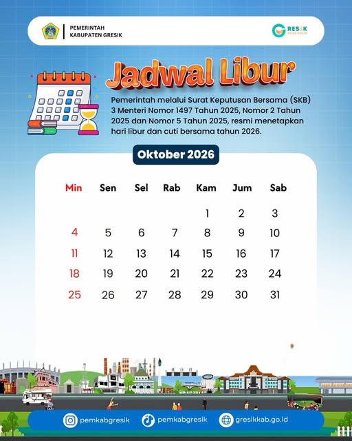 Jadwal Libur Bulan Oktober Tahun 2026